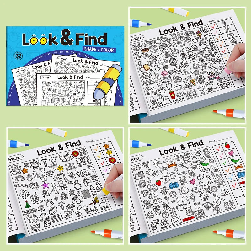 Interactive Find & Color Activity Book for Kids
