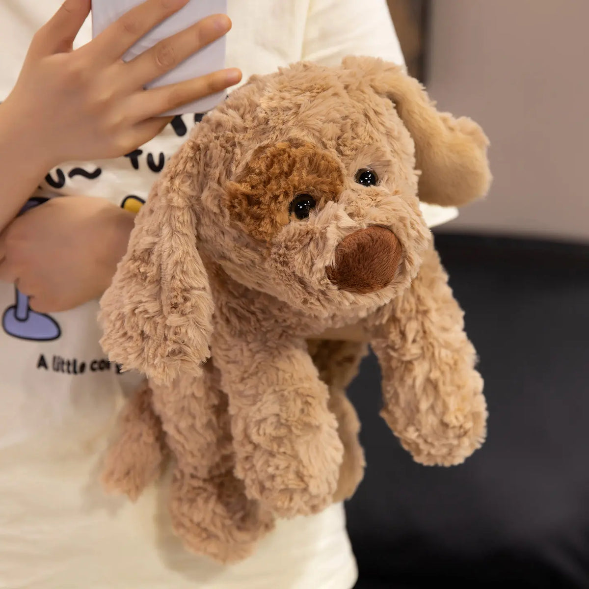 Curly Teddy Dog Plush Pillow – Soft Cuddly Stuffed Animal