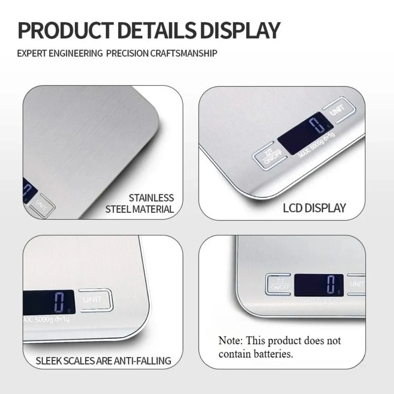Báscula Digital de Cocina de Precisión con Pantalla LED