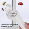 A hand holds a white, lightweight and portable handheld insect catcher clamp tool against a white background.