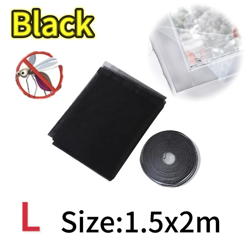 Black self-adhesive invisible mosquito screen for windows in L size 1.5x2m