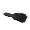 Black classical acoustic guitar soft case with padded shoulder strap shown from the side.