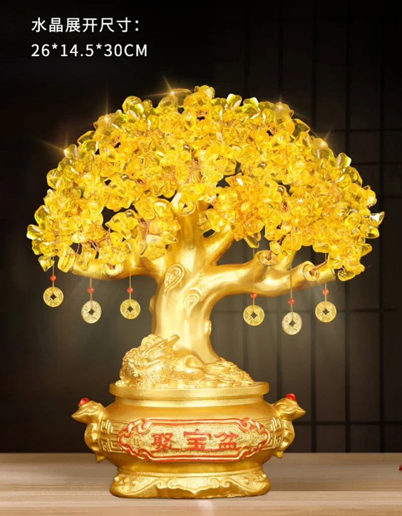 Golden Citrine Crystal Money Tree – Feng Shui Wealth Charm
