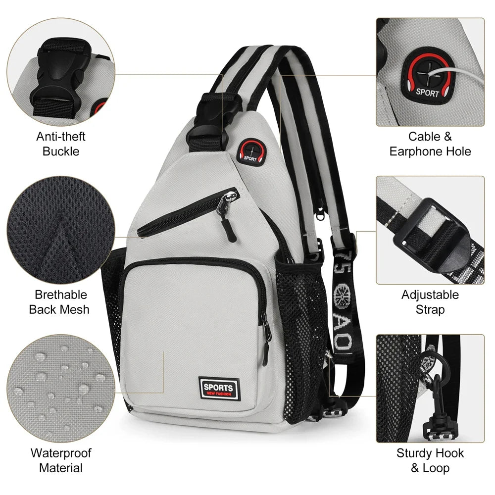 Convertible Women's Chest Bag with Earphone Hole