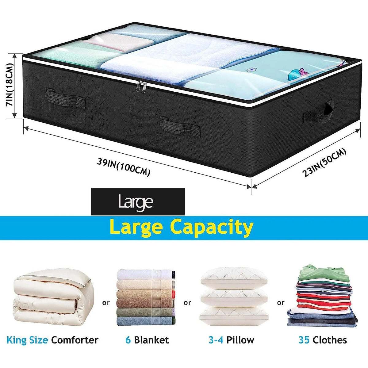 Under Bed Storage Containers with Clear Window (3-Pack)
