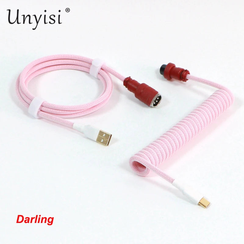 Handcrafted Coiled USB-A to Type-C Cable for Mechanical Keyboards