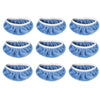 A set of nine blue and white reusable mop pads for sweeper mops, showing various textures and designs.