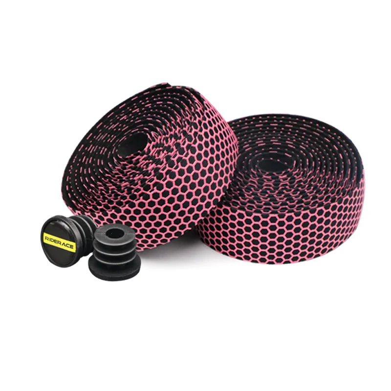 Pink and black silica gel handlebar tape rolls for cycling and racing