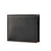A dark brown men's genuine cowhide leather bifold wallet with a retro finish.