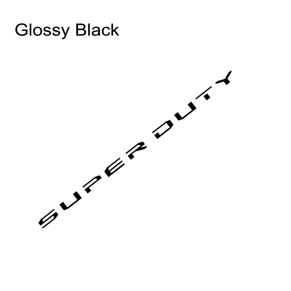 Glossy black tailgate insert decal for a Ford Super Duty F250 or F350 truck.