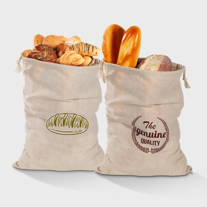 Reusable Linen Drawstring Bread Storage Bag