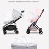 A portable mosquito net cover designed for baby strollers and cribs, shown in various configurations.