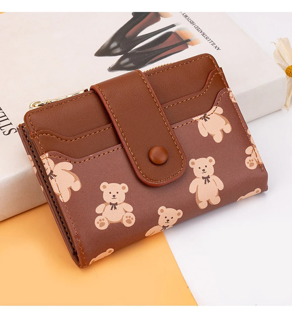Compact PU Leather Wallet for Women with Card Slots and Coin Pocket