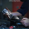 A hand holds a USB-C inspection camera pointed at an engine component during automotive maintenance.