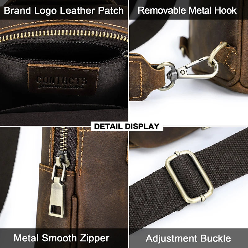 Genuine Leather Crossbody Sling Bag for Men