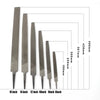 A set of flat files in various sizes from 6 to 16 inches, showing their lengths and tips.