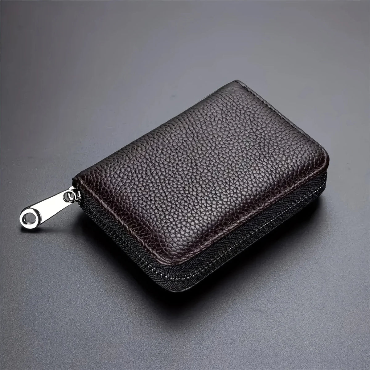 Slim RFID Blocking Card Holder Wallet with Zipper Coin Pocket