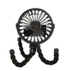 A black flexible octopus USB fan mounted on a tripod stand.