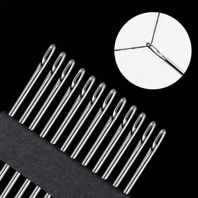 Easy-Threading Stainless Steel Sewing Needles Set (30-Pack)