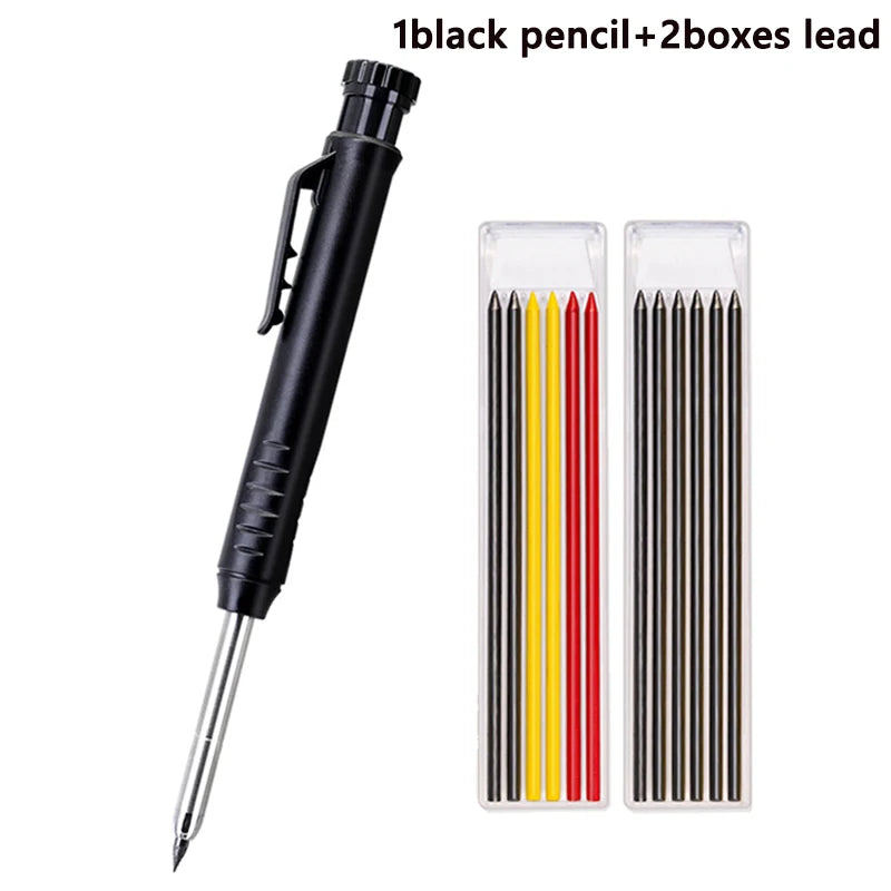 Heavy-Duty Carpenter Pencil Set with Extended Tip and Built-In Sharpener