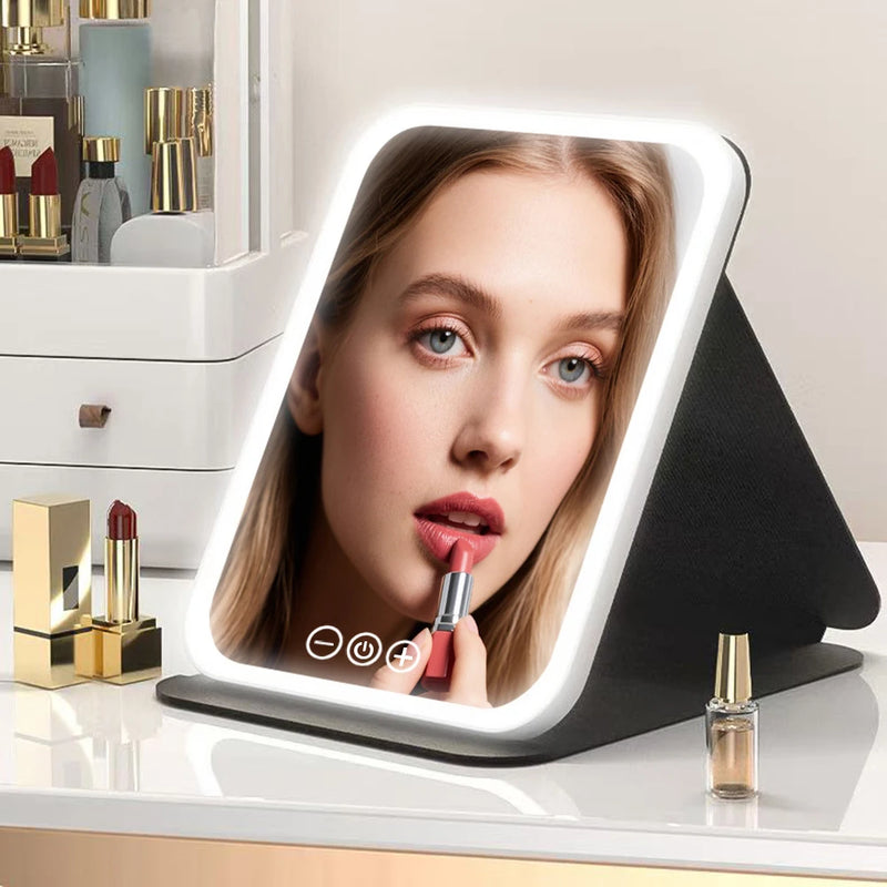 مرآة تجميل LED محمولة بإضاءة قابلة للتعديل