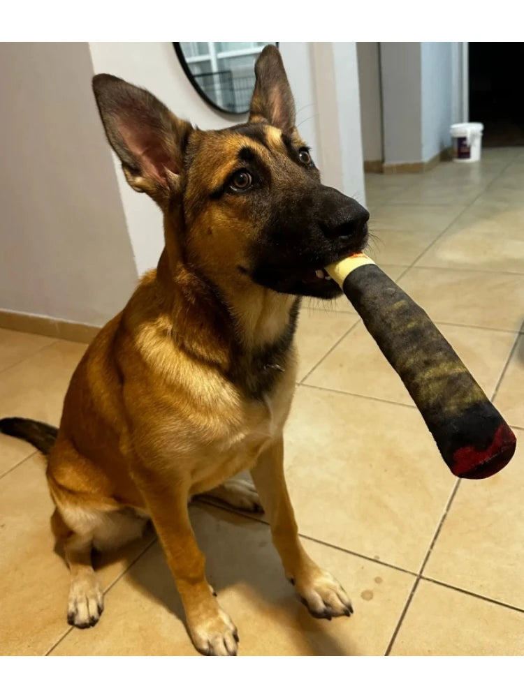 Squeaky Cigar-Shaped Plush Dog Toy
