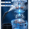 Hochleistungs-Dampfreiniger mit Heizelement und zylindrischem Wassertank in dunklem Hintergrund.