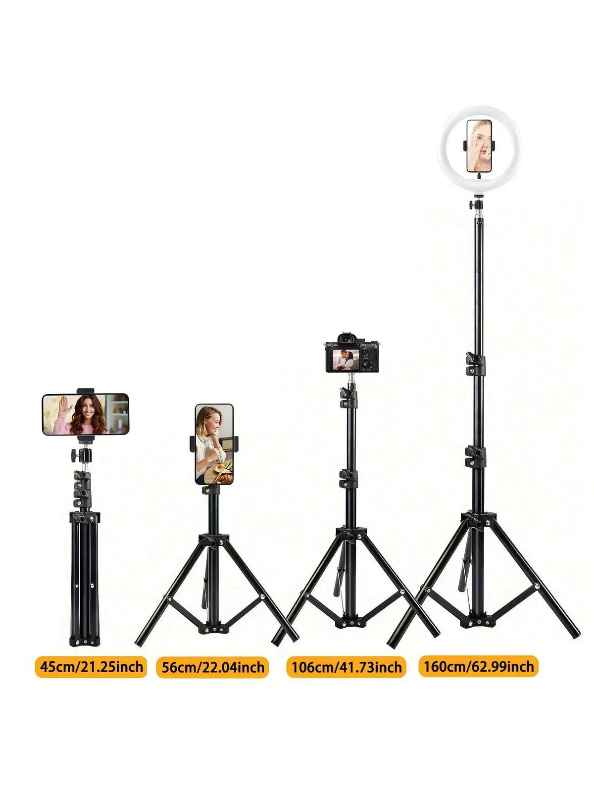 63" Foldable Tripod with Phone Holder for Camera and Smartphone