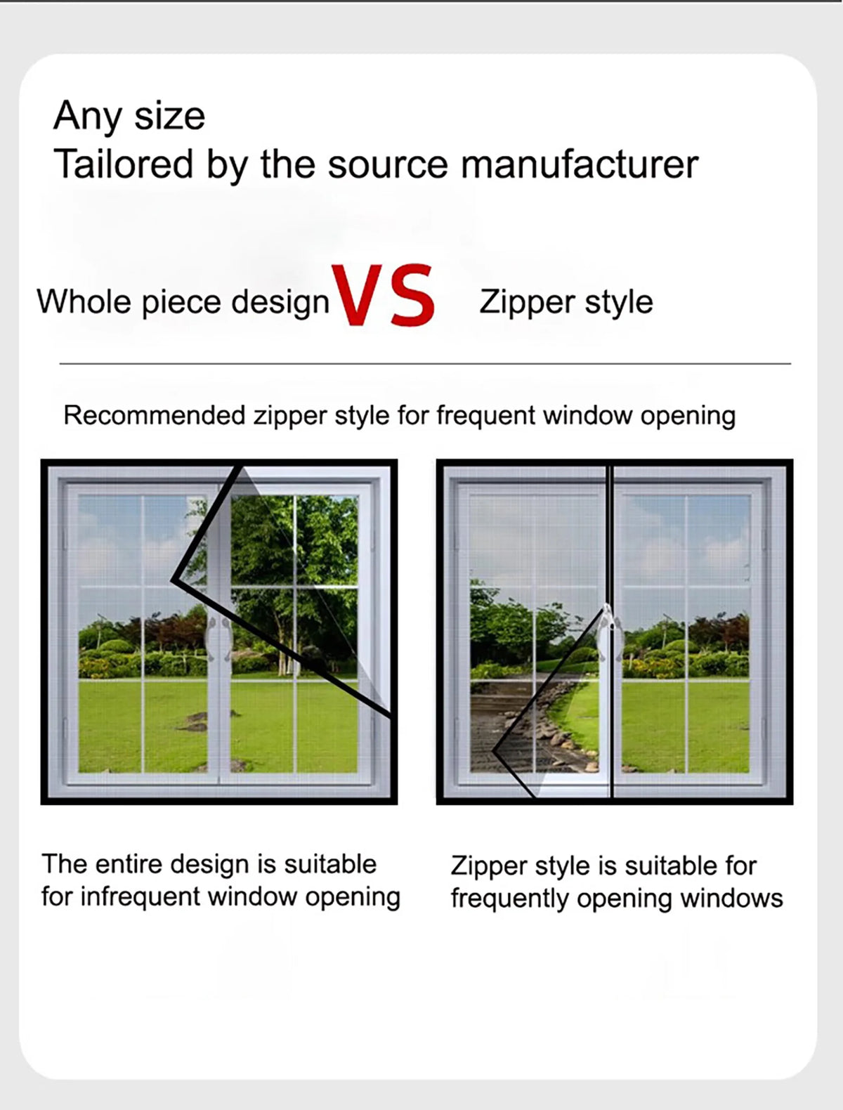 Self-Adhesive Zippered Mosquito Net Window Screen