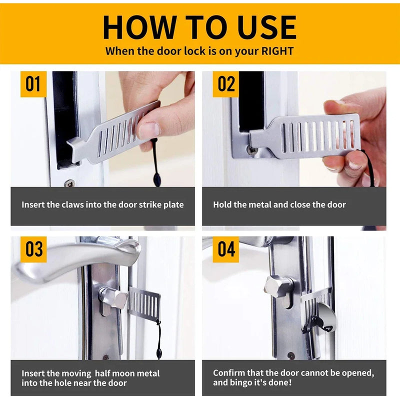 Portable Stainless Steel Door Lock for Travel