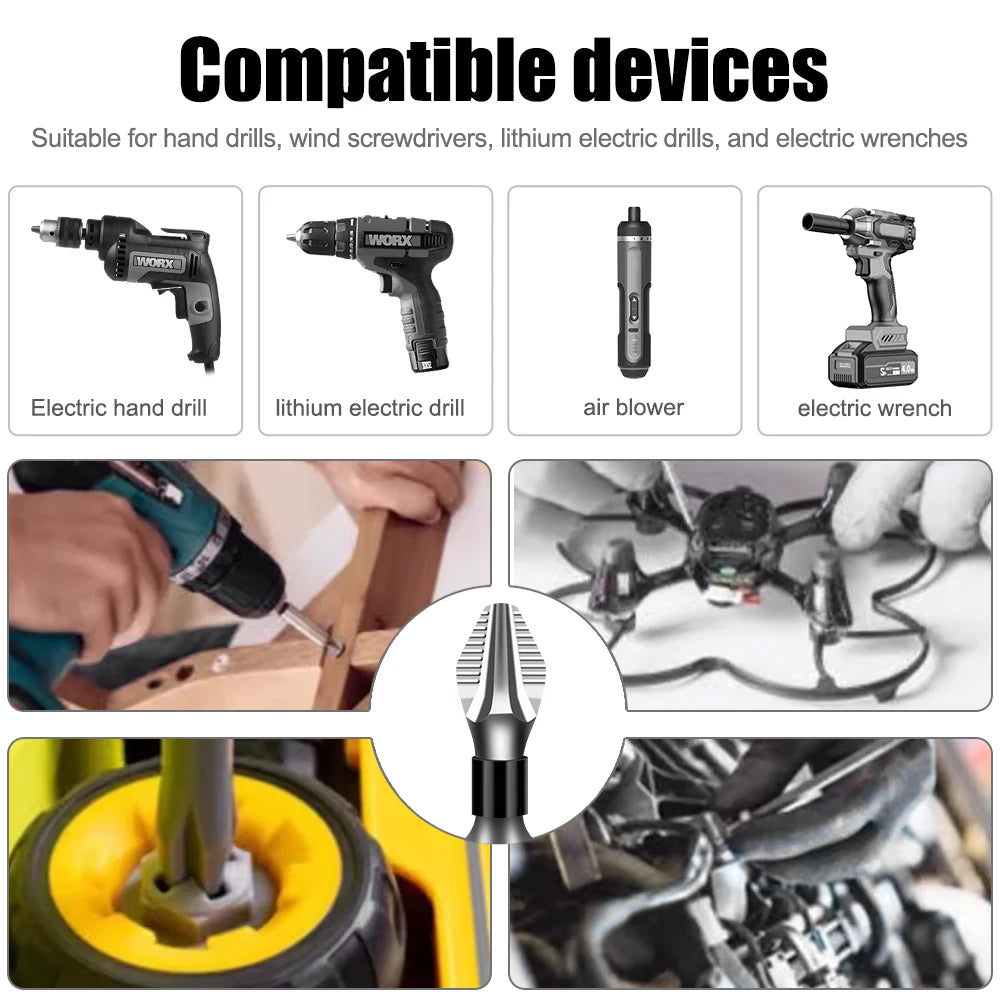Magnetic Cross Head Screwdriver Bit Set (S2 Steel, Anti-Slip)