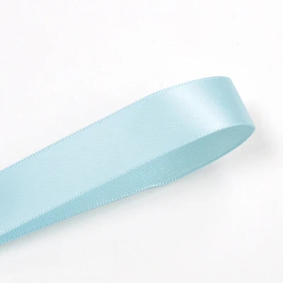 Light blue satin ribbon roll measuring 25 yards