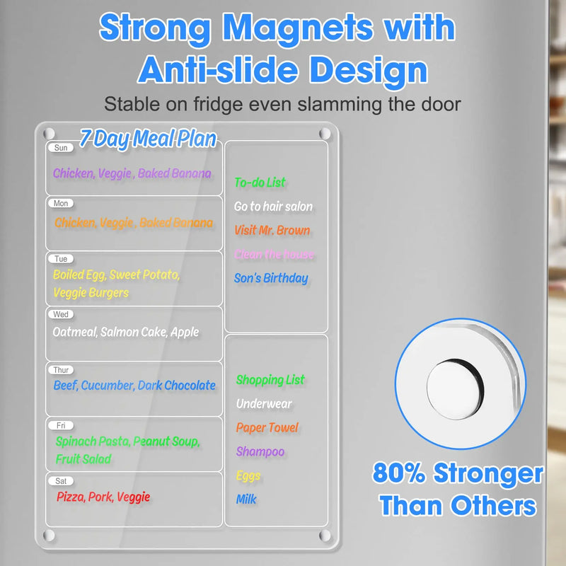 Clear Acrylic Magnetic Meal Planner Board