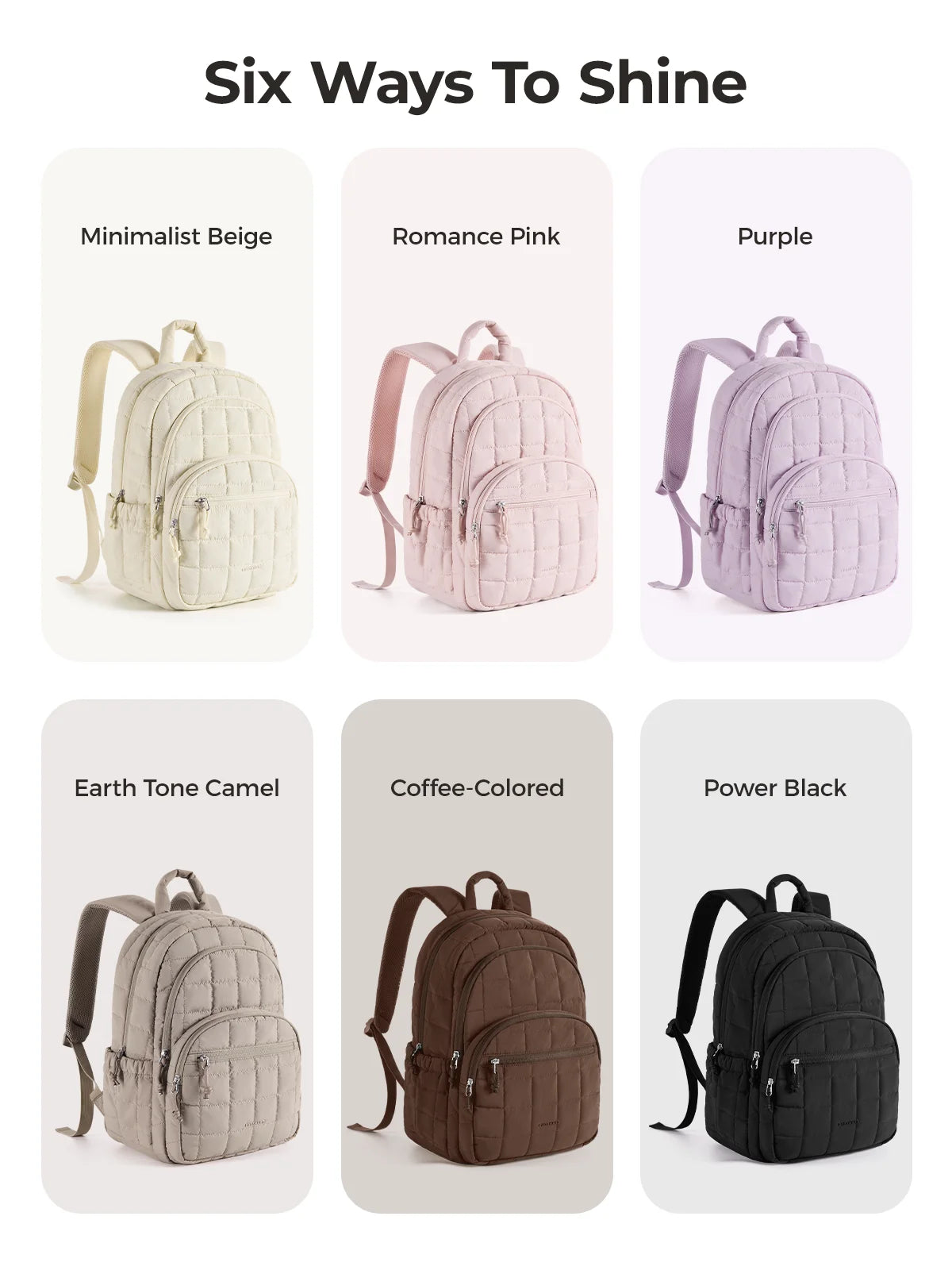 Quilted Casual Daypack with Padded Laptop Compartment