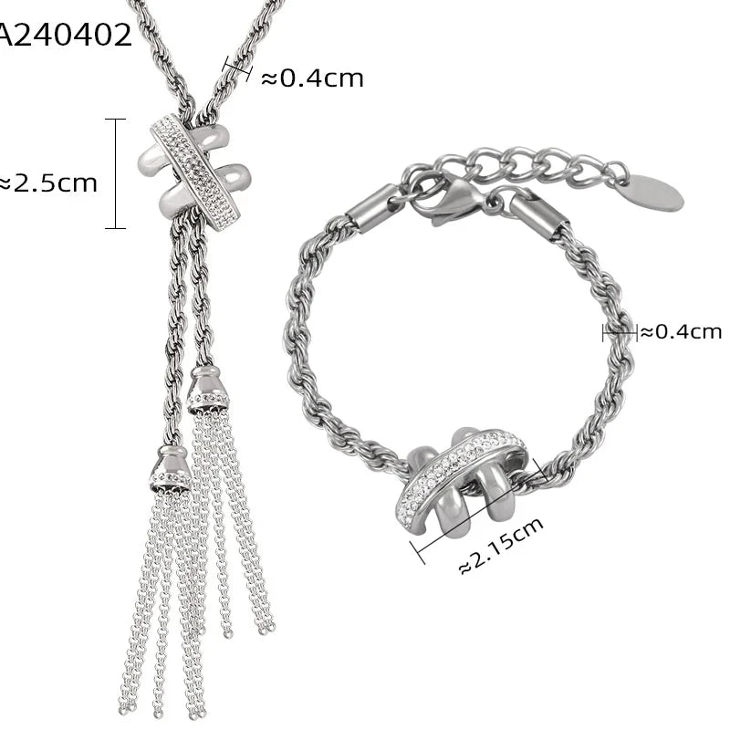 Ensemble de bijoux en chaîne torsadée avec cristaux