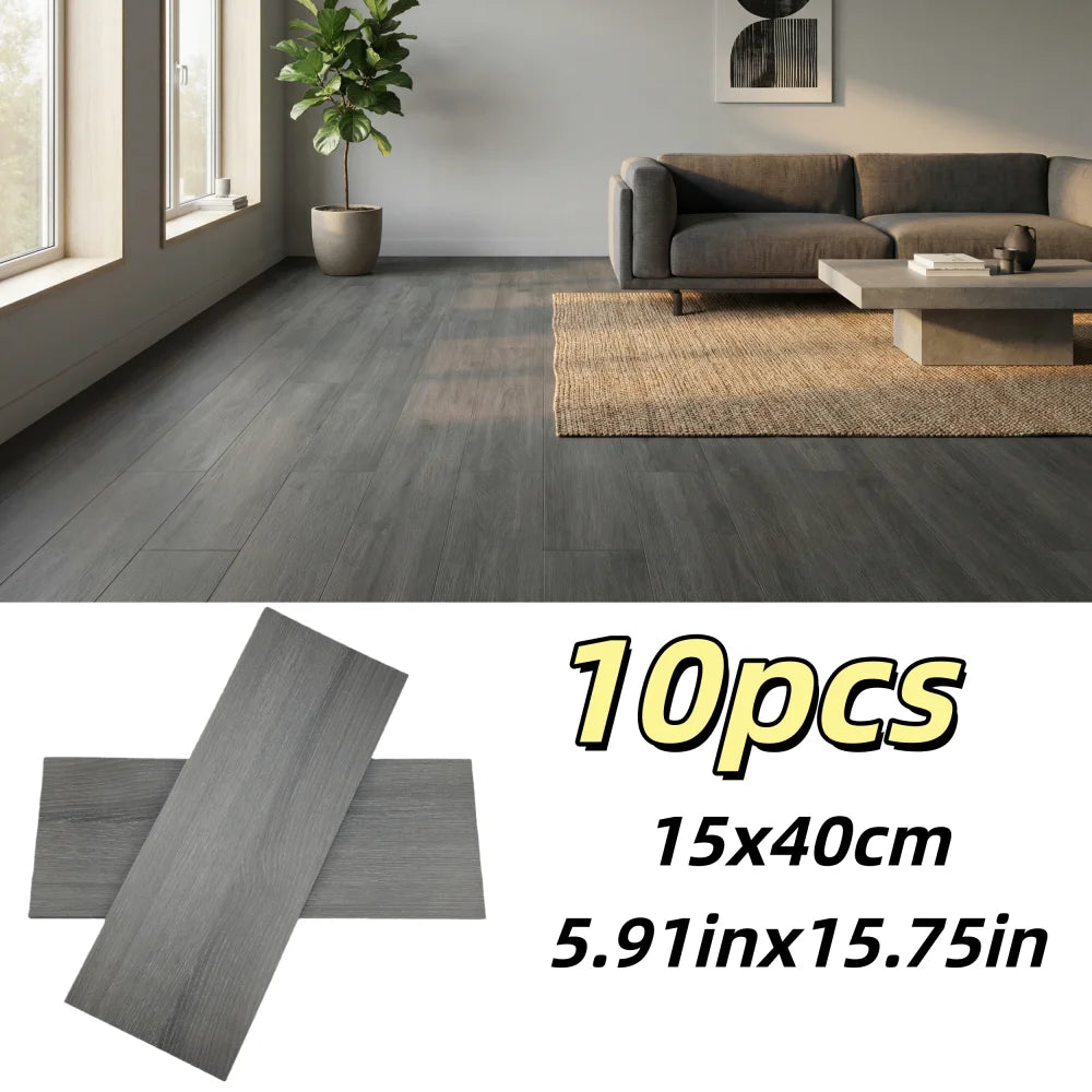 Self-Adhesive Wood Grain Floor Sticker - 40x15cm (10 Pack)