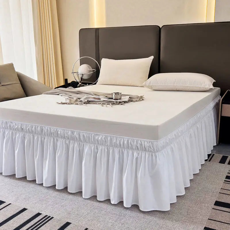 Ruffled Bed Skirt with Elastic Band – No-Lift, Wrinkle-Resistant Design