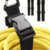 Black heavy duty extension cord organizer with buckle lock and five individual cord straps