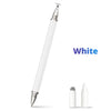 A white 3-in-1 magnetic stylus pen shown in a vertical view with the tip visible.