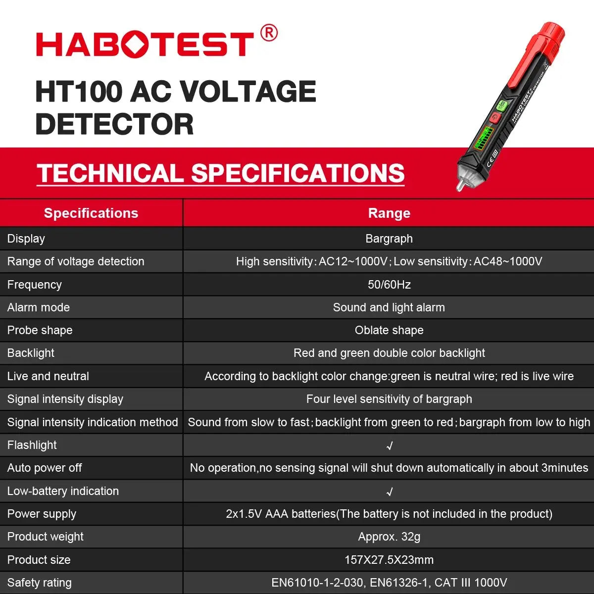 Non-Contact AC Voltage Detector with LCD Display