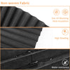 Close-up view of non-woven fabric pleated window blinds showing sun UV blocking, high shading, and water resistance features.