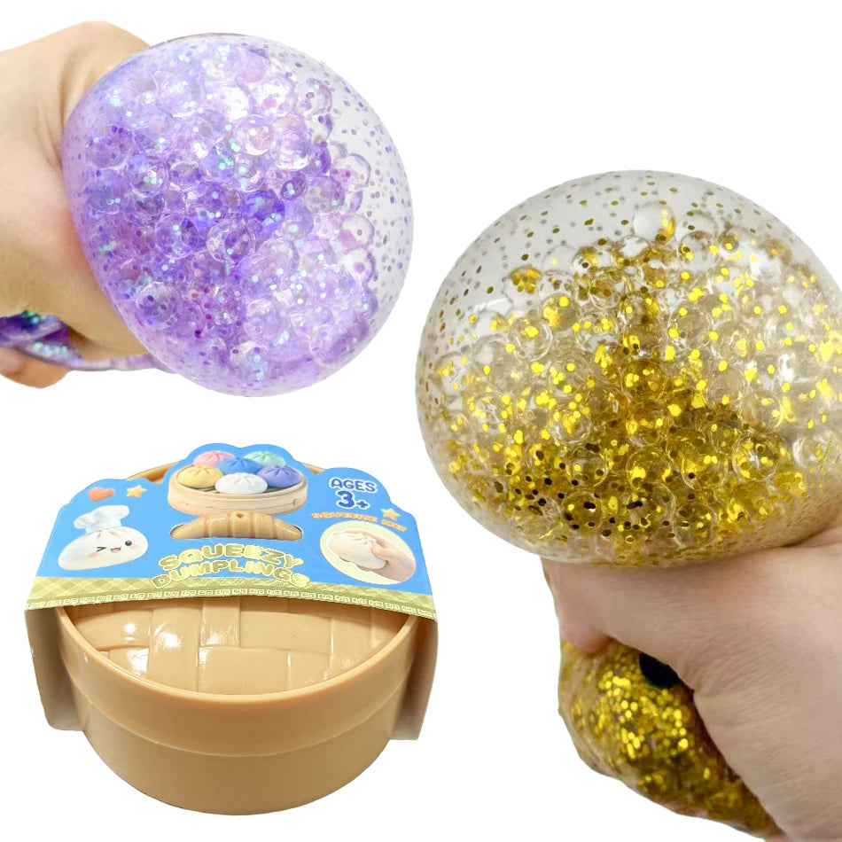 Gold Glitter Dumpling Squishy Stress Relief Toy