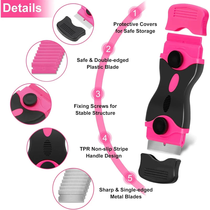 Double-Edged Razor Blade Scraper with Non-Slip Grip
