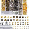 Metal Double Cap Rivets with Setting Tool Kit for Leathercraft & Repairs
