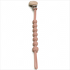 A food-grade silicone pacifier clip with an anti-lost chain, featuring a light pink color and a wooden top.