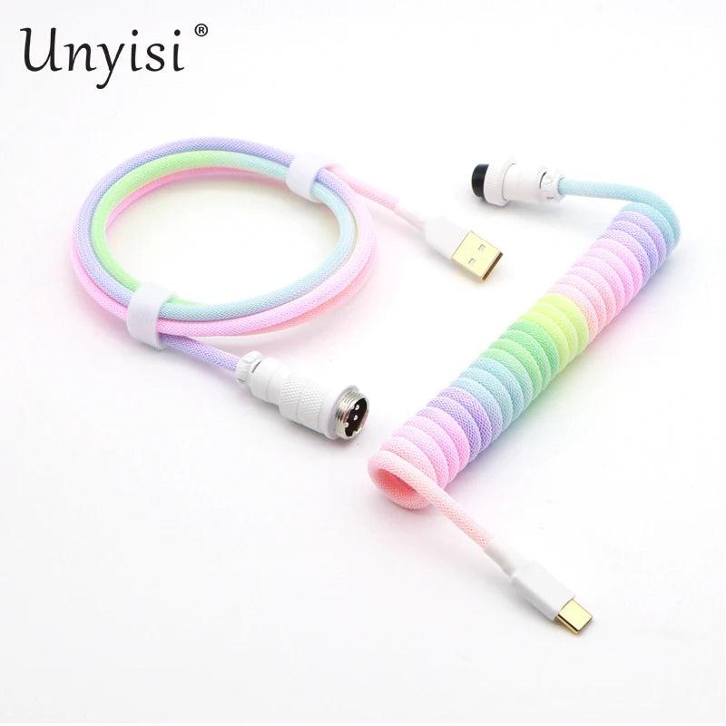 Handcrafted Coiled USB-A to Type-C Cable for Mechanical Keyboards