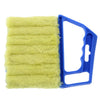 A yellow versatile dusting brush with a blue handle used for cleaning blinds and crevices.