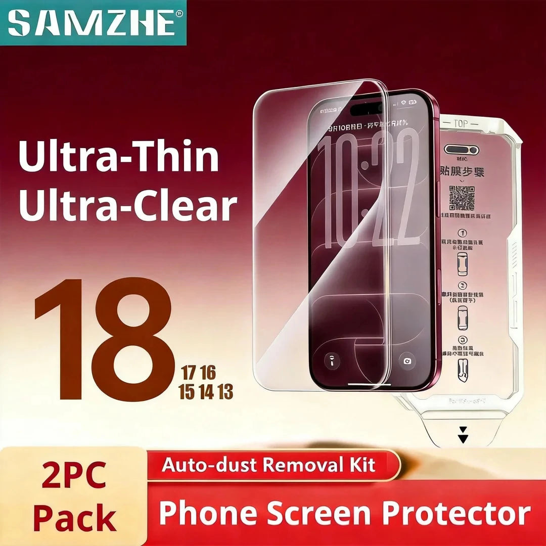 Ultra-Thin HD Tempered Glass Screen Protector (2-Pack) with Auto-Install Tool