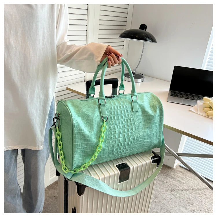 Crocodile Grain Large Capacity Travel Duffle Bag