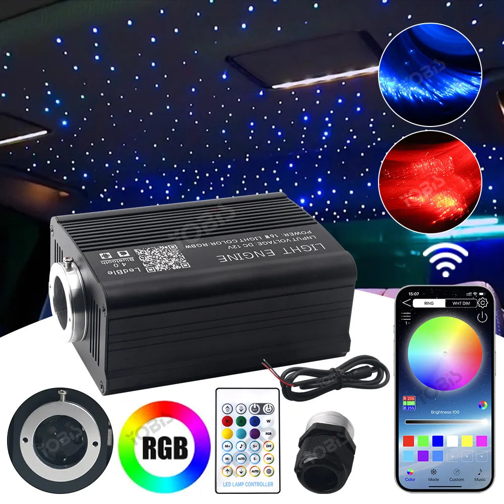 16W Starry Sky Fiber Optic Car Ceiling Light with Music Sync